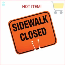 Cortina ABS Plastic Traffic Cone Sign, "SIDEWALK CLOSED" 03-550-SC EZ-IMS, 12.75