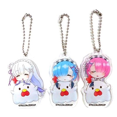 Set of 3 Re:ZERO Acrylic Keychain A Lawson Loppi HMV Ltd Japan U338