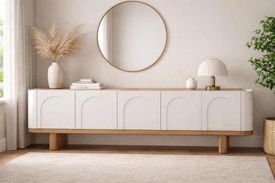 Robustes Weißes Sideboard Edle Anrichte Wohnzimmer Stauraummöbel - Bild 1 von 2