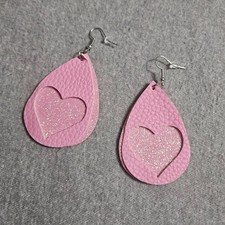 Boutique Pink Heart Teardrop Earrings  Valentine's Day or Romantic Night Out