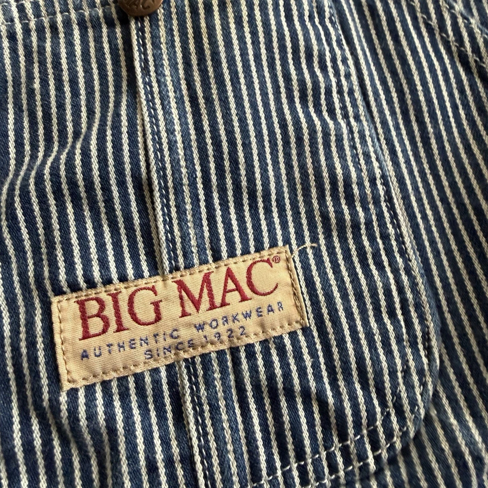 Mono con tirantes vintage Big Mac denim azul nogal americano blanco a rayas 44x29 ropa de trabajo Foto 2 de 4