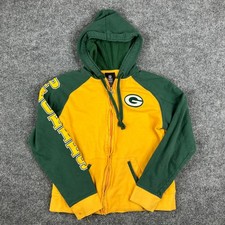 Reebok Green Bay Packers Hoodie Womens Size M Green Yellow Full Zip NFL Jacket