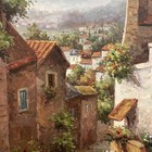 UNSTRETCHED Italian painting on canvas 36 x 48” Tuscany with flowers — photo 2