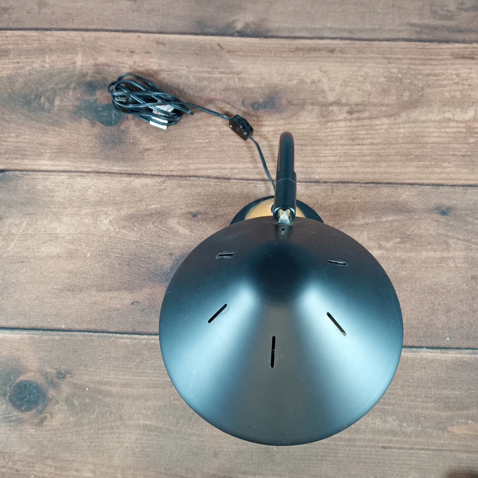 Modern Gooseneck Desk Lamp Wood Cone Base Black Metal Adjustable Task Light - Image 2 of 4