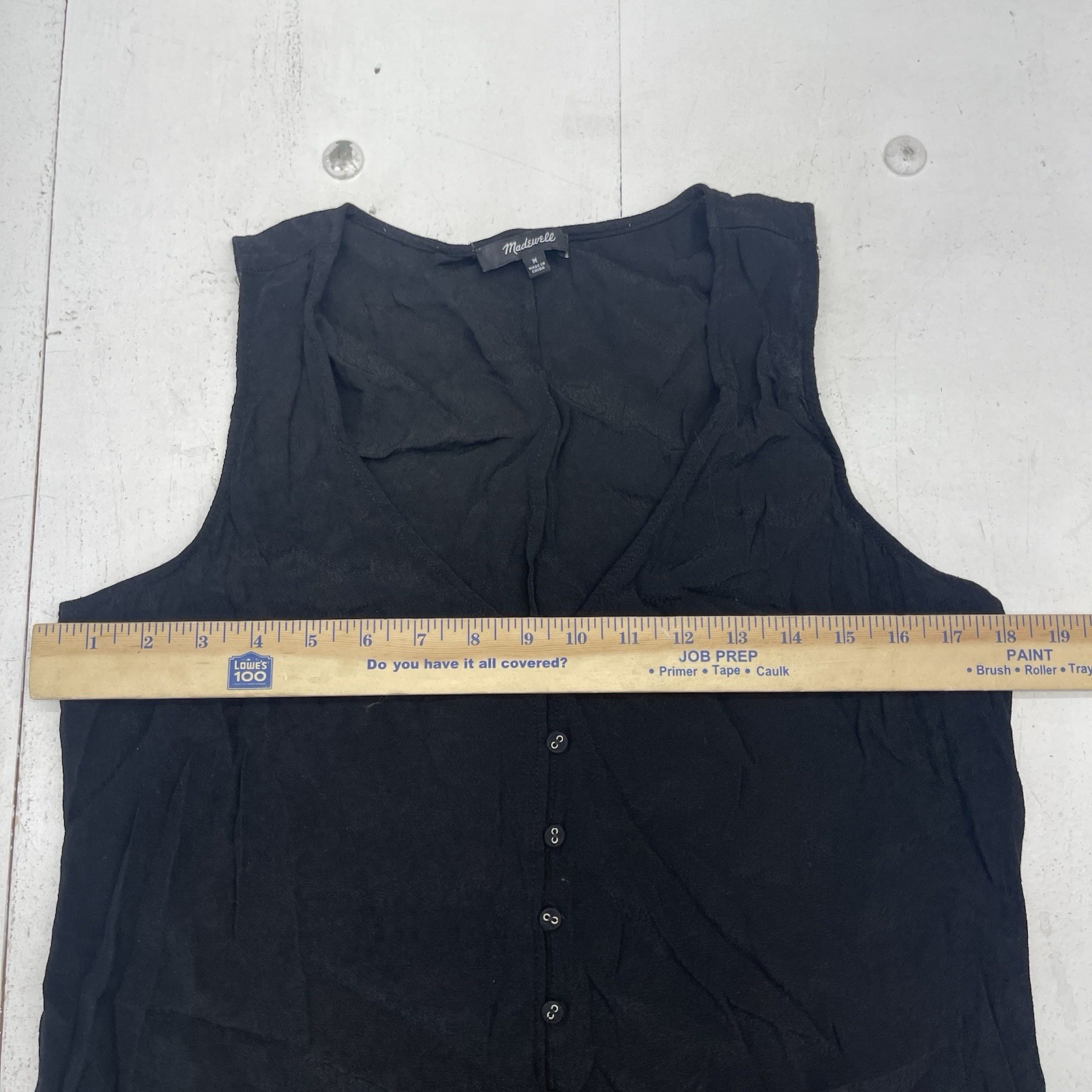 Madewell Heather Solid Black Button Front Viscose… - image 6