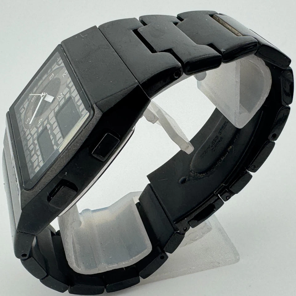 Reloj Vestal Analógico Digital Cuarzo Hombre 50m Negro Acero Alarma Cronógrafo Nuevo Batte 7" Foto 4 de 4