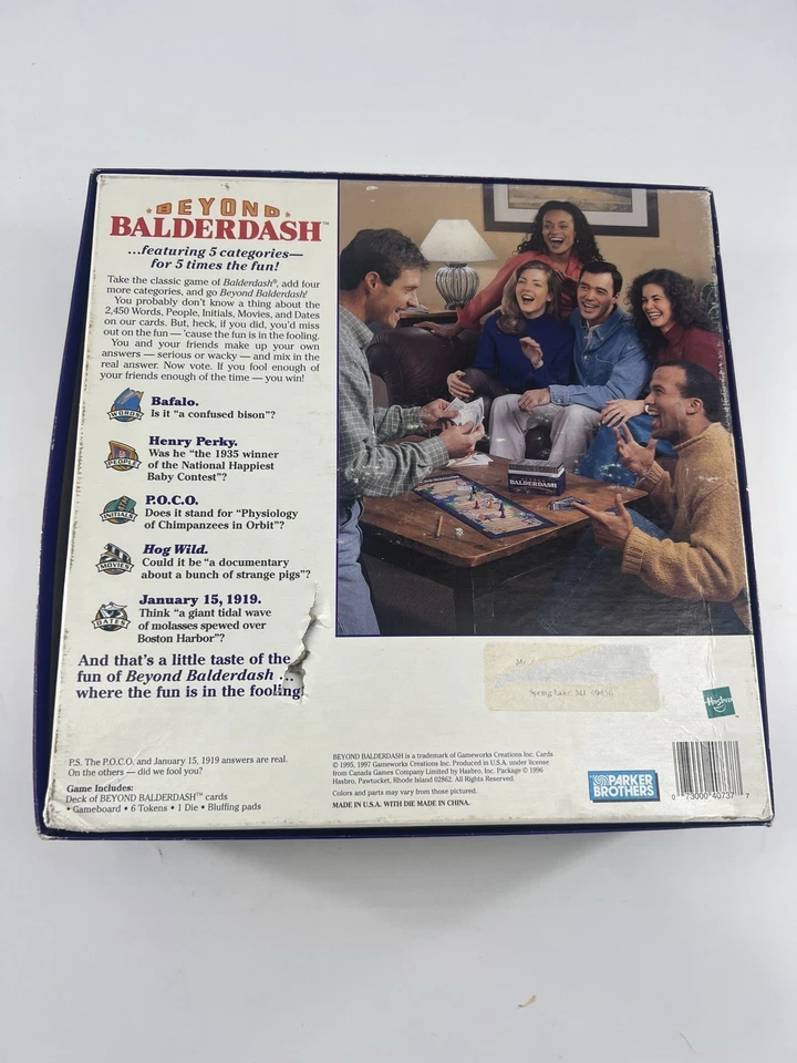 Hasbro Parker Brothers Beyond Balderdash 1997 de colección El clásico juego de faroles Foto 4 de 4