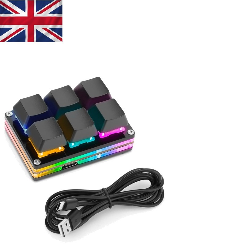 Compact Ergonomic 6-Key RGB Gaming Keyboard - USB Wired Mechanical Keypad