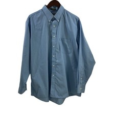 Arrow Men 18 34 / 35 Blue Button Up Shirt Reg Fit Long Sleeves