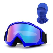 Motorcycle Goggles with Balaclava Face Cover for Men Women Youth, Blue Colorful