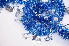 Hanukkah Chanukah Decoration Garland Blue & Silver Stars of David Dreidels 4.5m