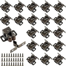 20 Pcs Cabinet Door Latch and Catch Hardware Double Roller Catch Cabinet Latches