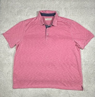 Tommy Bahama Polo Shirt Mens 3XL Pink Salmon Modal Blend Palmetto Paradise