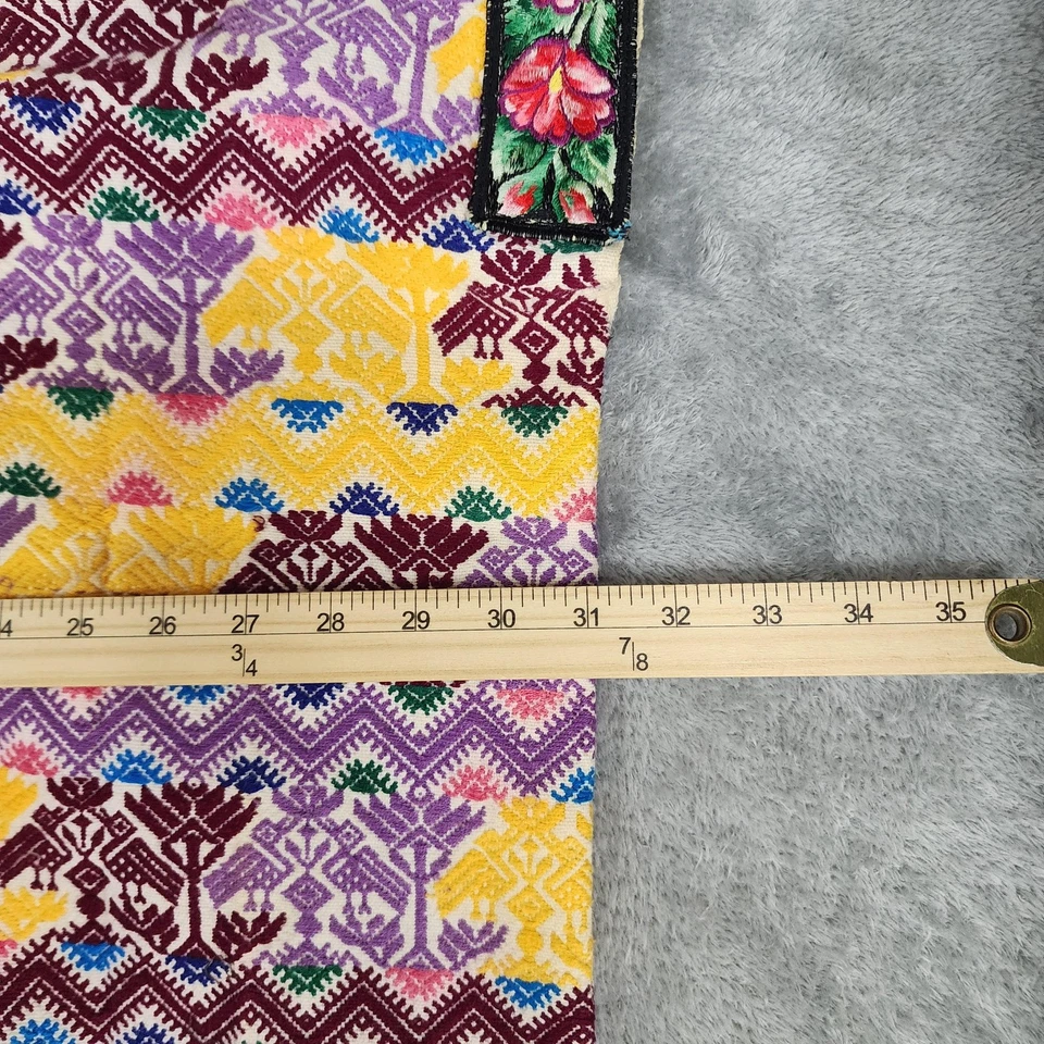 Poncho Guatemalteco Huipil Mujer Talla Única Bordado Floral Boho Años 80 Vintage Top Foto 3 de 4