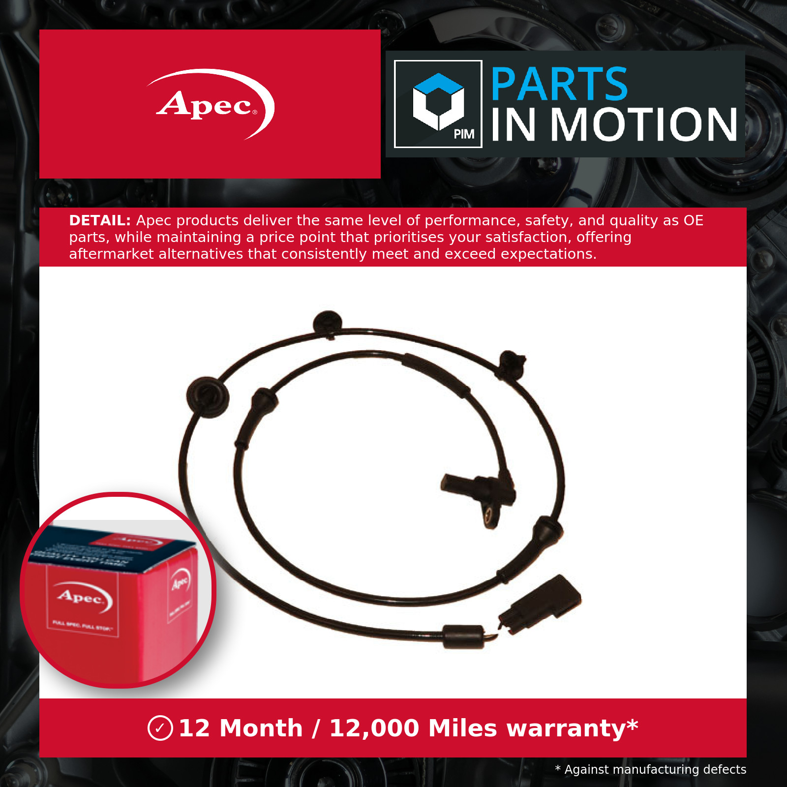 ABS Sensor Front Left or Right ABS1076 Apec Wheel Speed 1371543 1385797 1785753