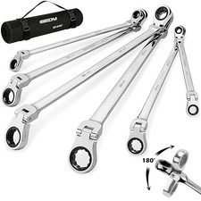 Ratcheting Wrench Set Flex Head Double Box End 6-piece Long Anti-slip Tool