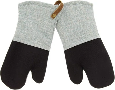 Cuisinart Chambray Neoprene Oven Mitts, 2pk - Non-Slip Heat Resistant - Green