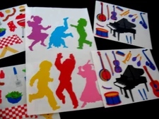 Mrs. Grossman Lot Stickers, 25 block  Children Dancing, Sea life, Piano. Play