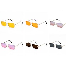 Damen Sonnenbrille Vintage Rechteck Urlaub Randlos Transparent