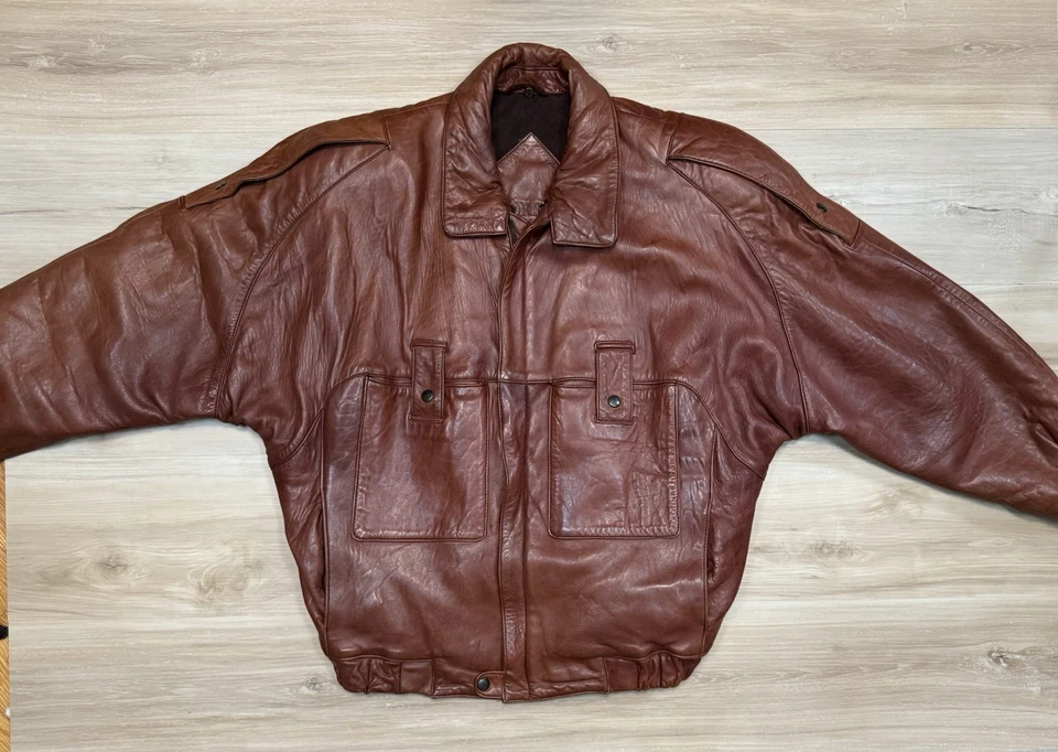 Chaqueta de Cuero Torras Vintage Hombre Marrón España Lana Aislada Mejor 5’8 Talla 48/M Foto 4 de 4