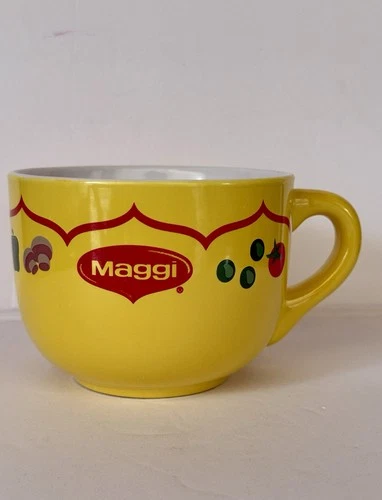 Maggi Yellow Soup Mug Oversized Ceramic Advertising Bowl EUC Retro Vintage