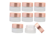 8 Pack Frosted Glass Jar,Mini Empty Cosmetic Jar Makeup Sample Containers Wit...