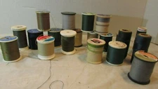 VINTAGE sewing general vintage lot of 19 spools GREEN TAN BROWN SHADES THREAD