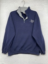 Vintage Walt Disney World Sweatshirt Mens Large Blue 1/4 Zip Embroidered Mickey