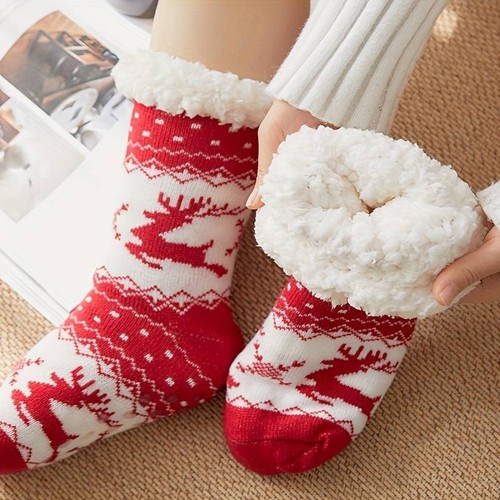 Christmas Slipper Socks Cosy Fleece Lining Womens Mens Kids Family Gripper Soles - Bild 3 von 5
