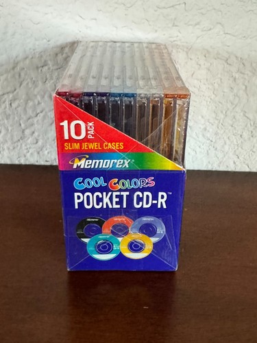 New Memorex Pocket CD-R 10 Pack 210MB 24x Cool Color Discs & Jewel Cases - Picture 2 of 10