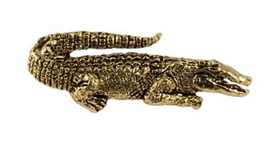 Authentic Alligator Pin, Lapel, Brooch, Hat, Pewter, Made in USA, Reptile, A070