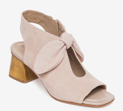 Bernardo Lizzie Blush Kid Suede Ankle Strap Wooden Heel Sandal