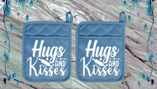 Hugs & Kisses - Pocket Pot Holders - Oven Mitt - Hot Pad - Bake - 31rslatedblneo