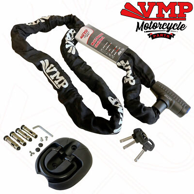 VMP 2M x 9,5mm Kettenschloss Schwerlast Fahrrad E Scooter Schloss + Bodenanker