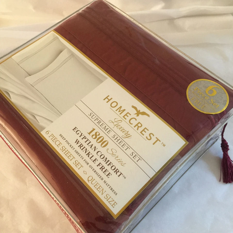 Conjunto de Lençóis Homecrest Queen Size 6 Peças Conforto Egípcio Luxo Sem Rugas Novo - Imagem 3 de 4