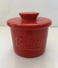 Butter Keeper Porcelain Crock Red Sweese French Butter Dish