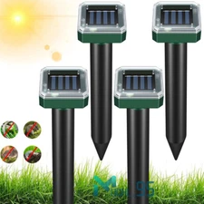 Mole Repellent 4 Pack Ultrasonic Solar Powered Animal Repellent for Outdoor Lawn