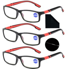 3 Pcs Mens Sports Anti-Blue Light Reading Glasses TR90 1.5 2.0 2.5 3.0 3.5 4.0