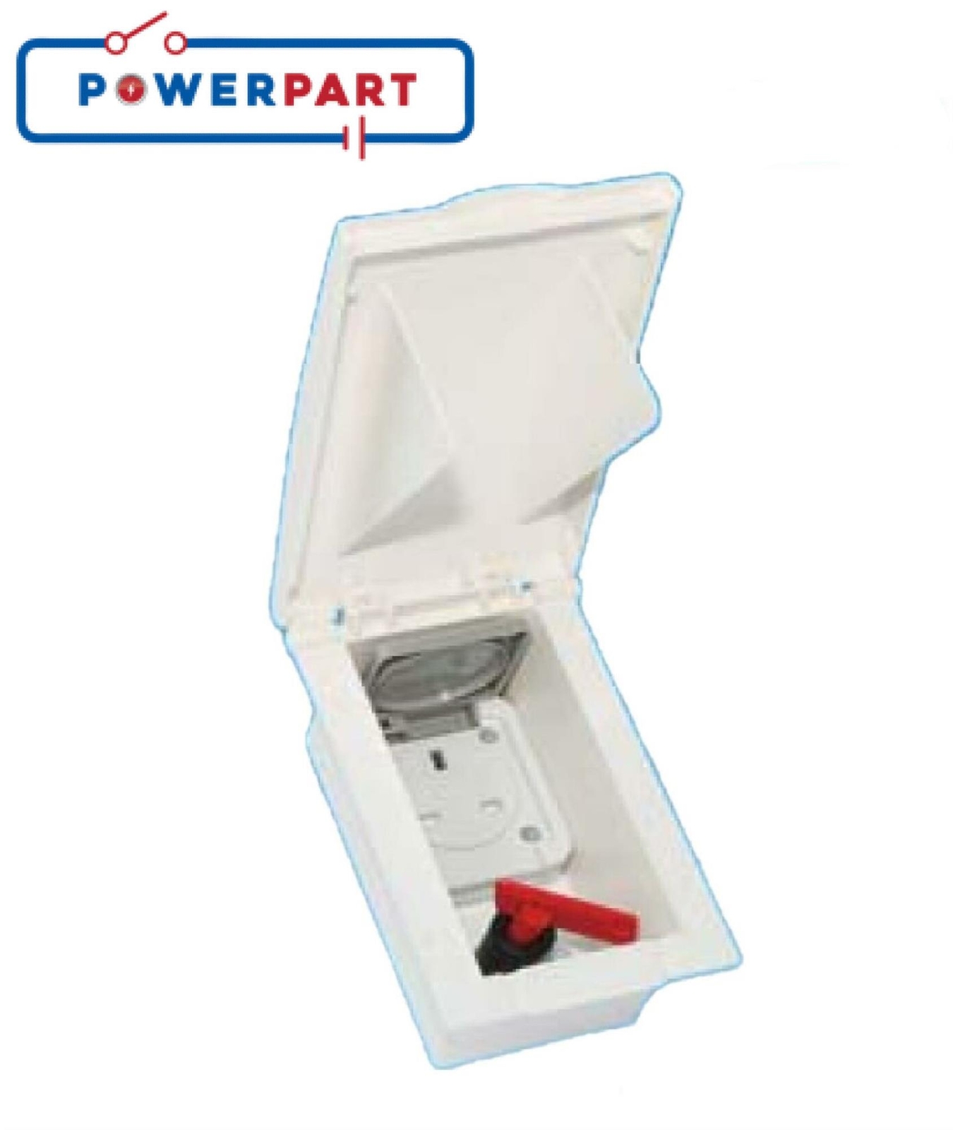 White TND External 13amp Socket Box & Isolator Switch Caravan Motorhome PO144