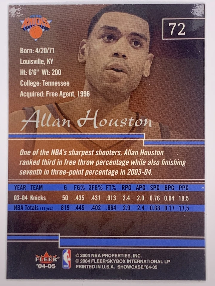 2004 Fleer Showcase #72 Allan Houston Legacy NM+ Basketball Card - Image 2 of 2
