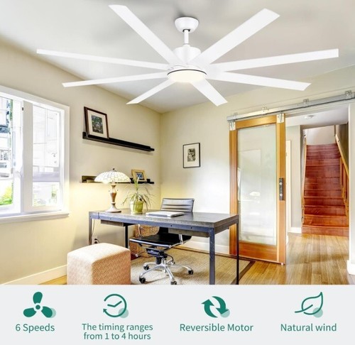 72 Inch Ceiling Fan with Light and Remote Indoor/Covered Outdoor DC Motor 8 Blad - Picture 5 of 9