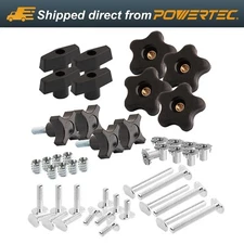 POWERTEC Jig and Fixture T-Track Hardware Kit w/Knobs and Threads, 46pcs (71174)
