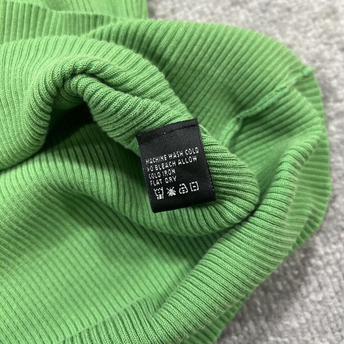 Y2K August Silk Ribbed Top Short Sleeve V Neck Stretch Knit Green Small Silk - Picture 8 of 11