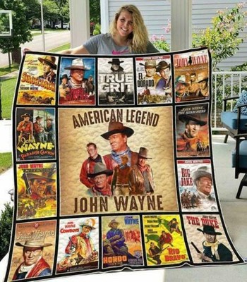 Fleece Sherpa Blanket The Hero American Legend Blanket John Wayne Blanket