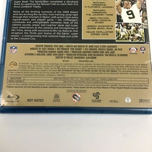 NFL: Super Bowl XLIV Champions New Orleans Saints (Blu-ray Disc, 2010) Football - Picture 4 of 5