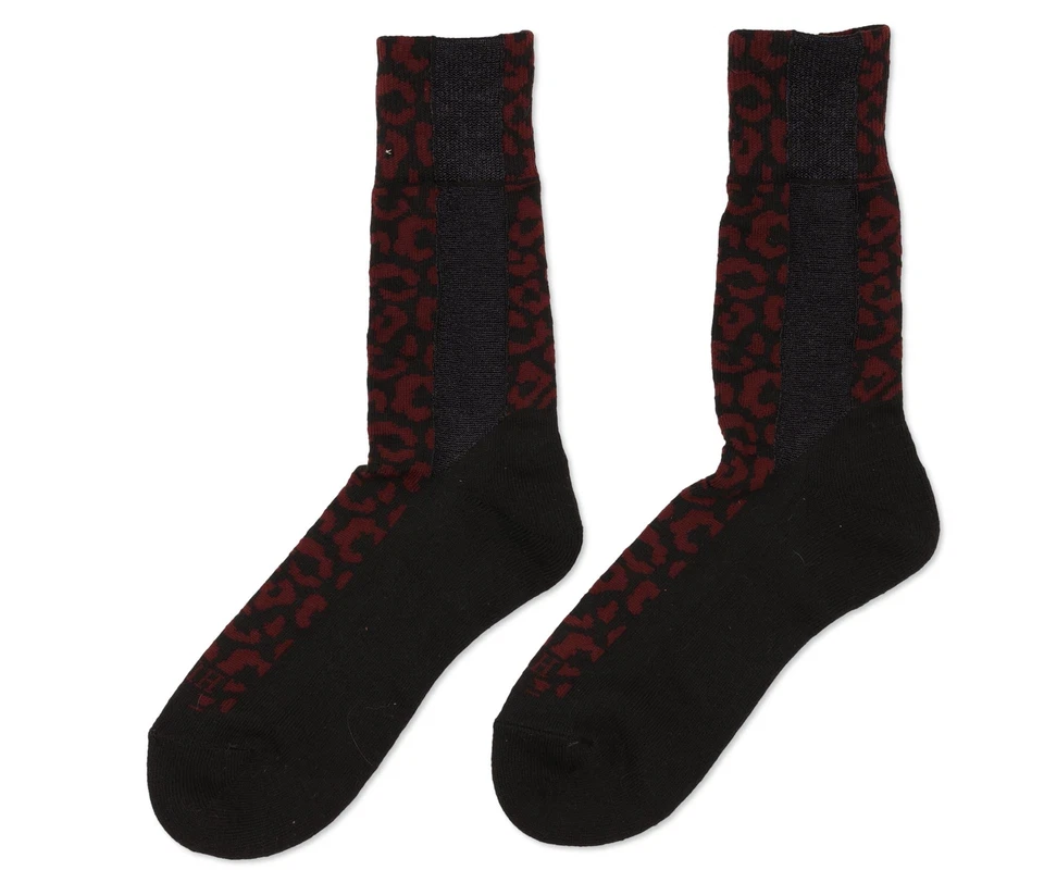 Calcetines para mujer HUE con estampado de leopardo - negros/carmesí - MD ESF17067 Foto 2 de 2