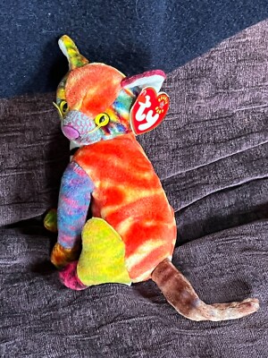 TY Colorful Patchwork Plush KALEIDOSCOPE Kitty Cat Stuffed Animal   7 inches
