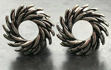 PAIR Tribal Swirl Steel Double Flare Tunnels Earlets Ear Plugs Gauges