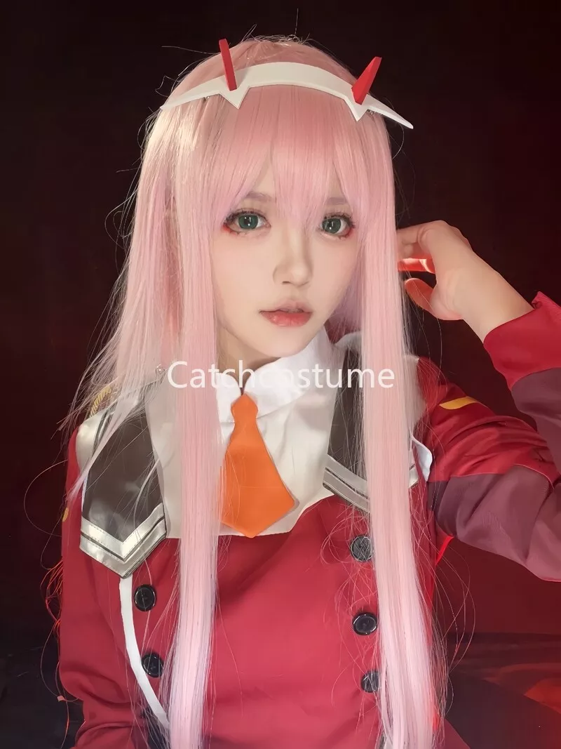 Darling In The Franxx Zero Two Cosplay Party Costume Uniform Women Red  Dress Anime Outfits Set Gifts