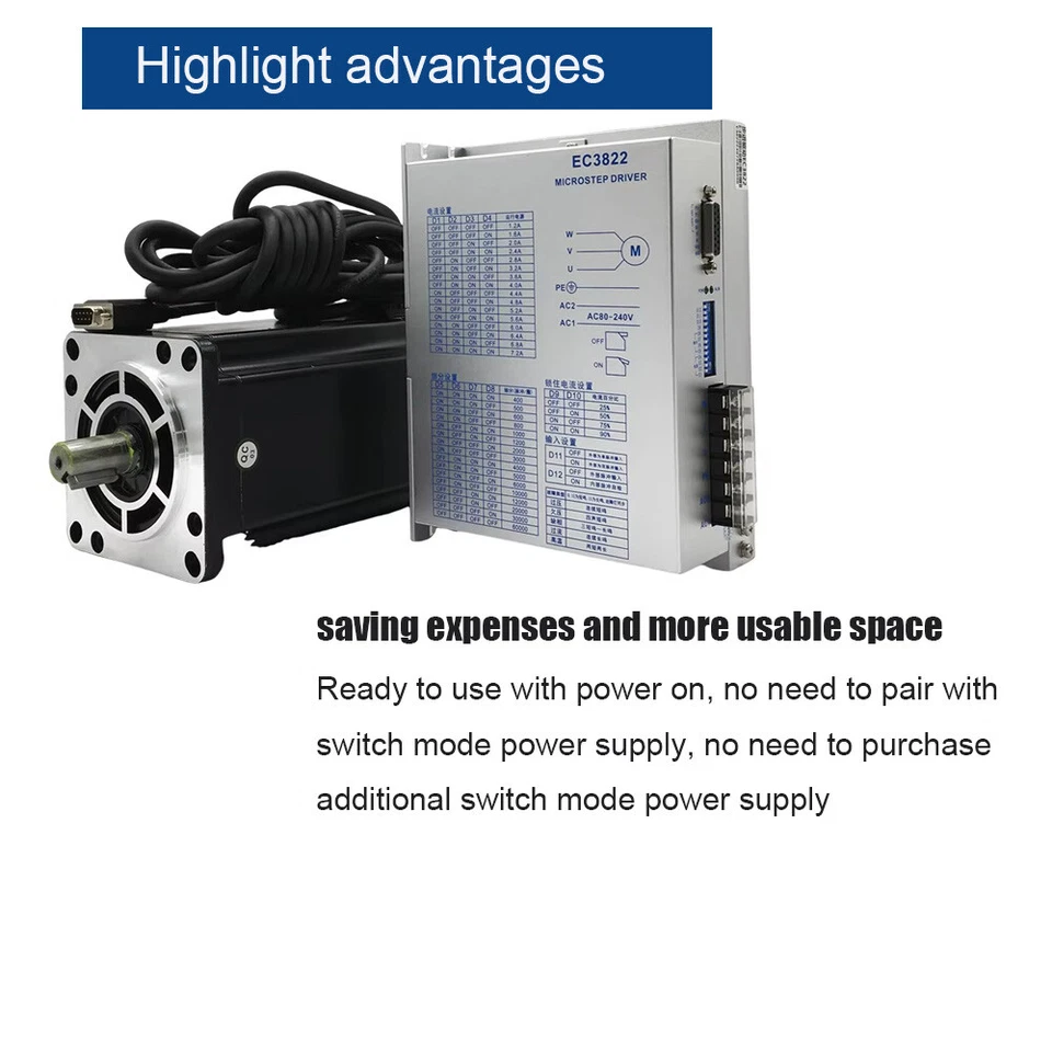3 Phase Nema42 Hybrid Stepper Motor 19mm keyway AC 110-220V+EC3822 Driver Kits - Image 2 of 4
